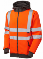 High Visibility Leo Saunton Premium Orange-Grey Full Zip Hooded Sweatshirt